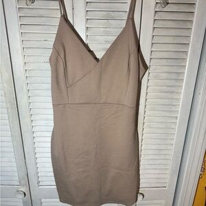 Fashion Nova Taupe Mini Slip Dress